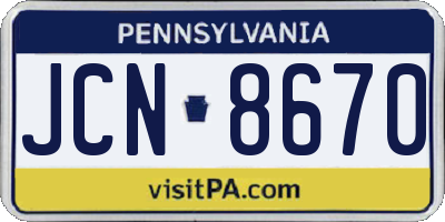 PA license plate JCN8670