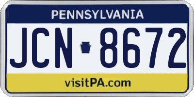 PA license plate JCN8672