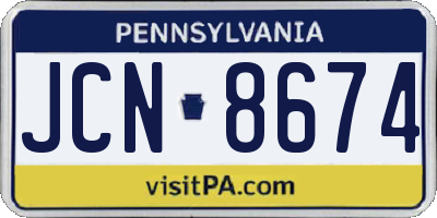 PA license plate JCN8674