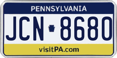 PA license plate JCN8680