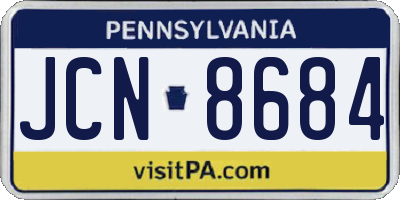 PA license plate JCN8684
