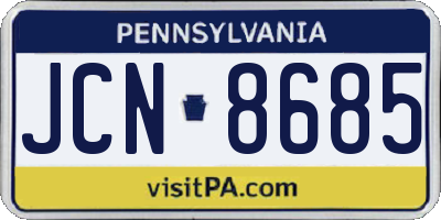 PA license plate JCN8685