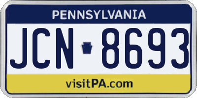 PA license plate JCN8693