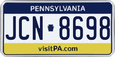 PA license plate JCN8698