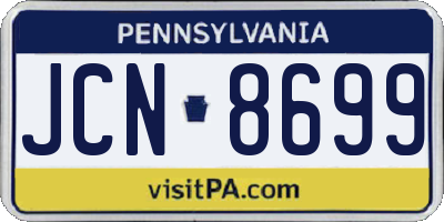PA license plate JCN8699