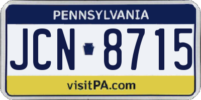 PA license plate JCN8715