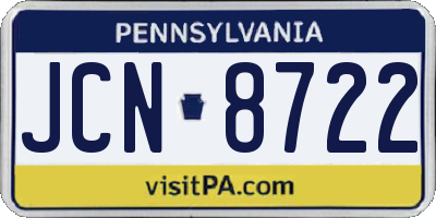 PA license plate JCN8722