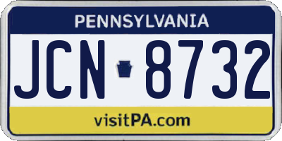 PA license plate JCN8732
