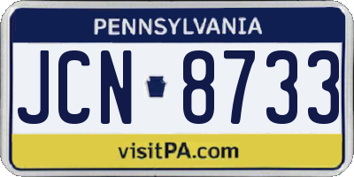 PA license plate JCN8733