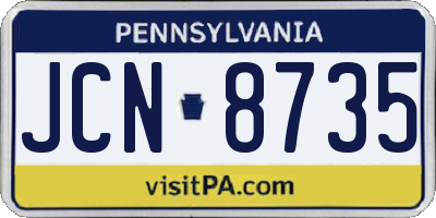 PA license plate JCN8735