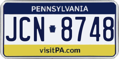 PA license plate JCN8748