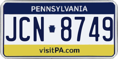 PA license plate JCN8749