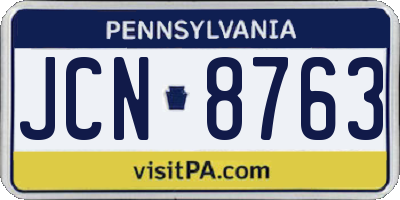 PA license plate JCN8763
