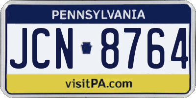 PA license plate JCN8764
