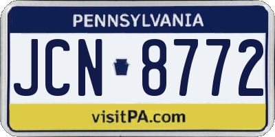 PA license plate JCN8772