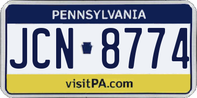 PA license plate JCN8774