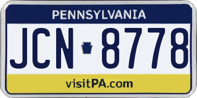 PA license plate JCN8778