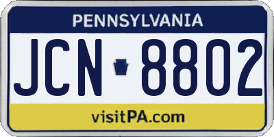PA license plate JCN8802