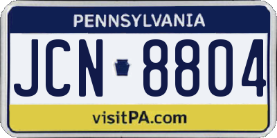 PA license plate JCN8804