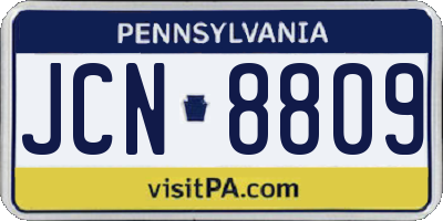 PA license plate JCN8809