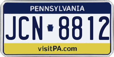 PA license plate JCN8812