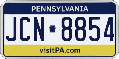 PA license plate JCN8854