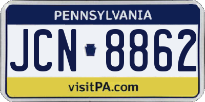 PA license plate JCN8862