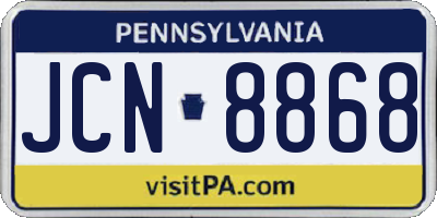 PA license plate JCN8868