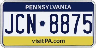 PA license plate JCN8875