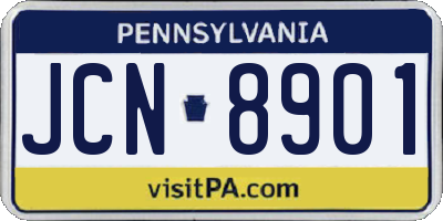 PA license plate JCN8901