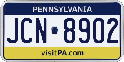 PA license plate JCN8902