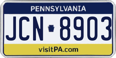 PA license plate JCN8903