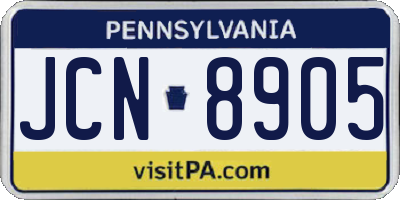 PA license plate JCN8905