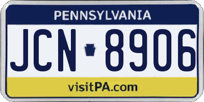 PA license plate JCN8906