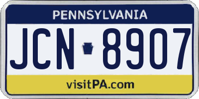 PA license plate JCN8907