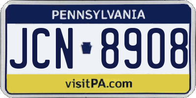 PA license plate JCN8908