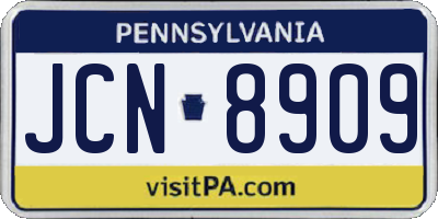 PA license plate JCN8909