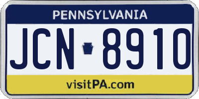 PA license plate JCN8910
