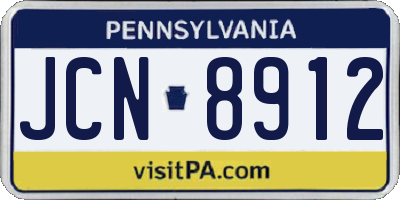 PA license plate JCN8912