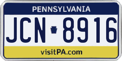 PA license plate JCN8916