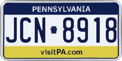 PA license plate JCN8918