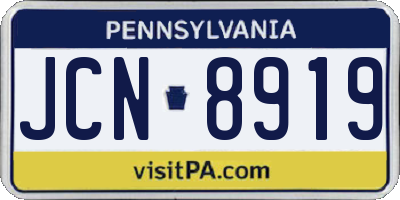 PA license plate JCN8919