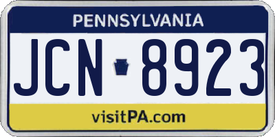 PA license plate JCN8923