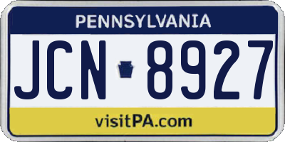 PA license plate JCN8927