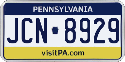 PA license plate JCN8929