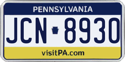 PA license plate JCN8930