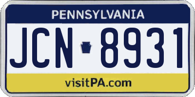 PA license plate JCN8931