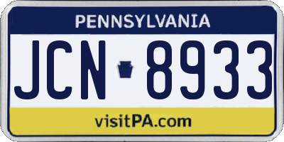 PA license plate JCN8933