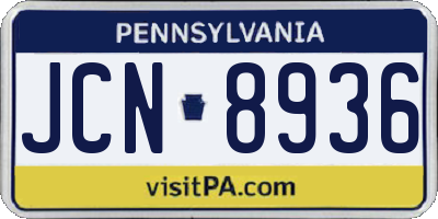 PA license plate JCN8936