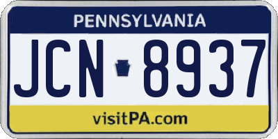 PA license plate JCN8937